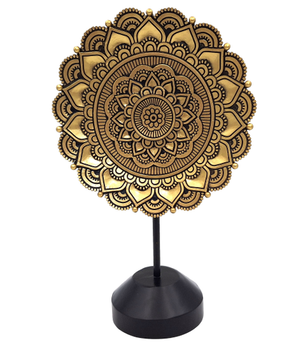 Ovaal Mandala-beeldje 35cm - gouden boeddhistische decoratie met mogelijkheid tot personalisatie van gravure