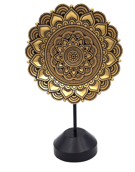 Ovaal Mandala-beeldje 35cm - gouden boeddhistische decoratie met mogelijkheid tot personalisatie van gravure