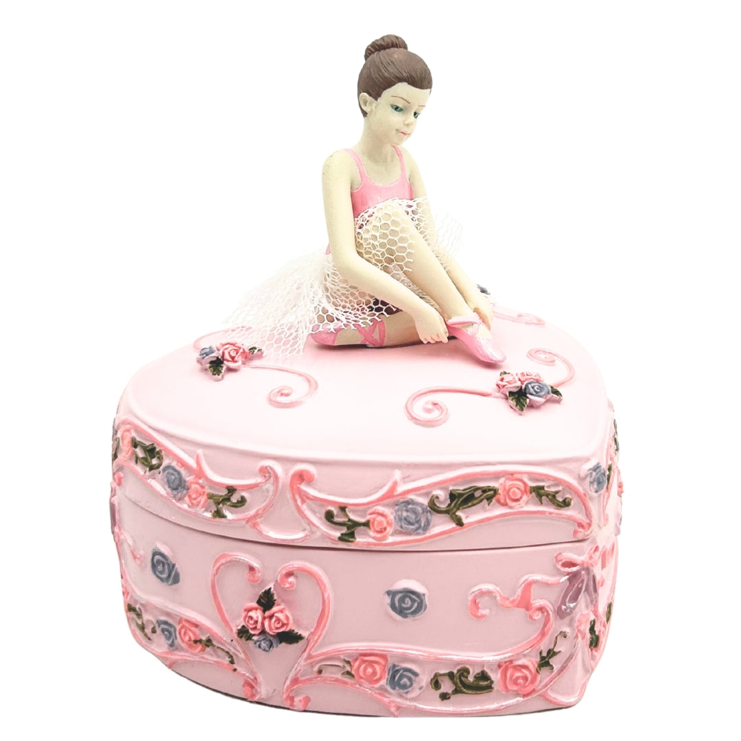 Muziekdoosje ballerina hart Het Zwanenmeer met mogelijkheid tot personalisatie met gravure, roze, 12,5 cm, ideaal cadeau voor verjaardag of jubileum