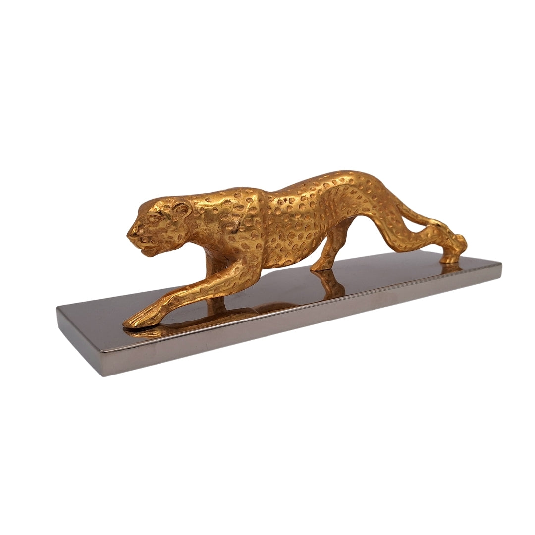 Elegante decoratieve figuur Luipaard goud 42cm met gepersonaliseerde gravure