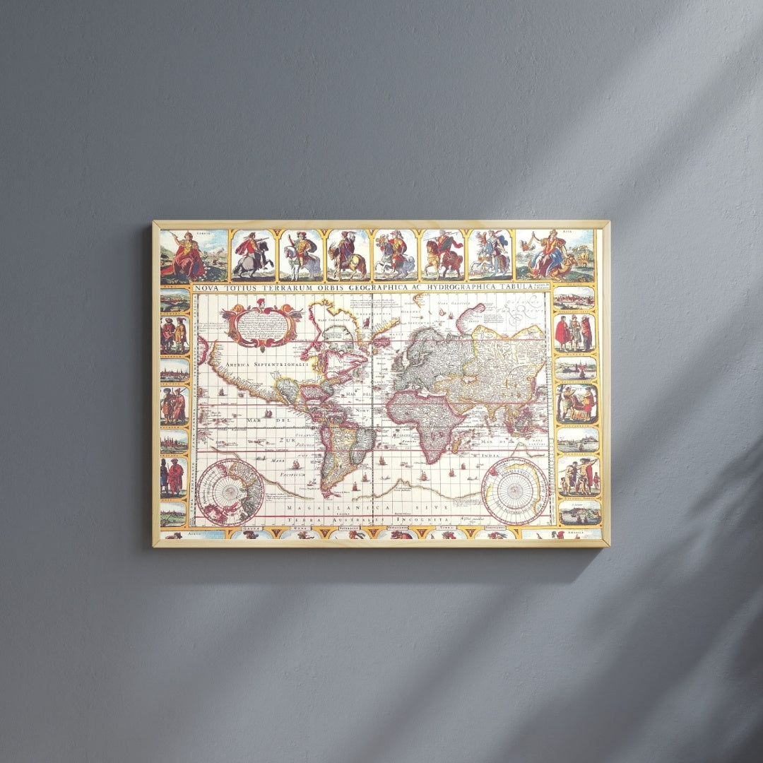 Wereldkaart Piscator 1652 met mogelijkheid tot personalisatie met gravure