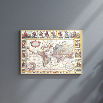 Wereldkaart Piscator 1652 met mogelijkheid tot personalisatie met gravure