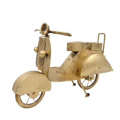 Retro scooter, metalen model NC2860 in antiek messingkleur met personaliseerbare gravure