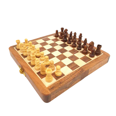 Magnetisch houten schaakspel 17x17cm met gepersonaliseerde gravure