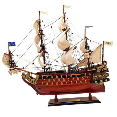 Model van het zeilschip Soleil Royal, gemonteerd, 46 cm - Handgemaakt van exotisch hout met mogelijkheid tot personalisatie door gravure