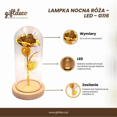LED-nachtlampje Roos met mogelijkheid tot personalisatie door gravure, romantisch cadeau, hoogte 21,5 cm, zacht licht, ideale decoratie voor de slaapkamer