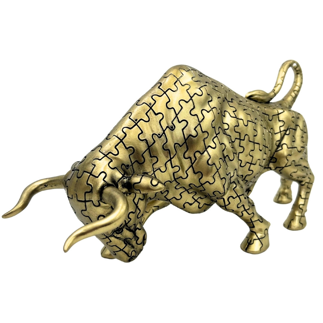 Decoratief beeldje gouden stier met mogelijkheid tot graveren - Elegant symbool van kracht en rijkdom, 33,3 cm, polyresin