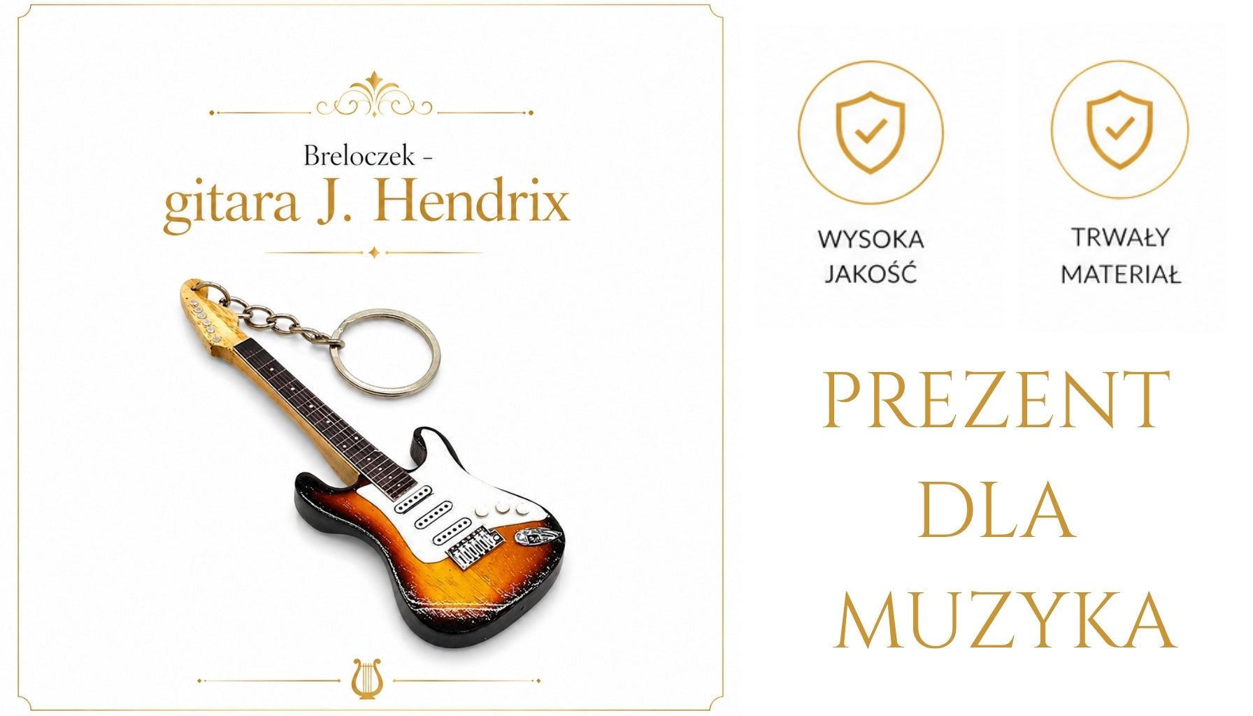 Mahoniehouten sleutelhanger in de vorm van een J. Hendrix-gitaar met mogelijkheid tot personalisatie met gravure