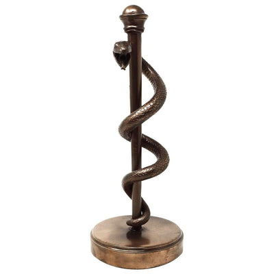 Beeldje van de Staf van Asklepios 30 cm van hars - gepersonaliseerd cadeau voor een arts, verpleegkundige of apotheker - bronzen/messingkleurige decoratie met gravure