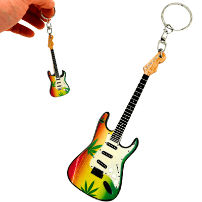 Mahoniehouten sleutelhanger Bob Marley Reggae-gitaar met mogelijkheid tot personalisatie met gravure