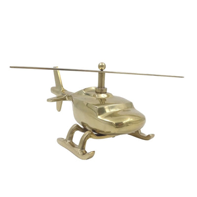 Metalen helikoptermodel met mogelijkheid tot personalisatie met gravure – goudkleurig, 32 cm