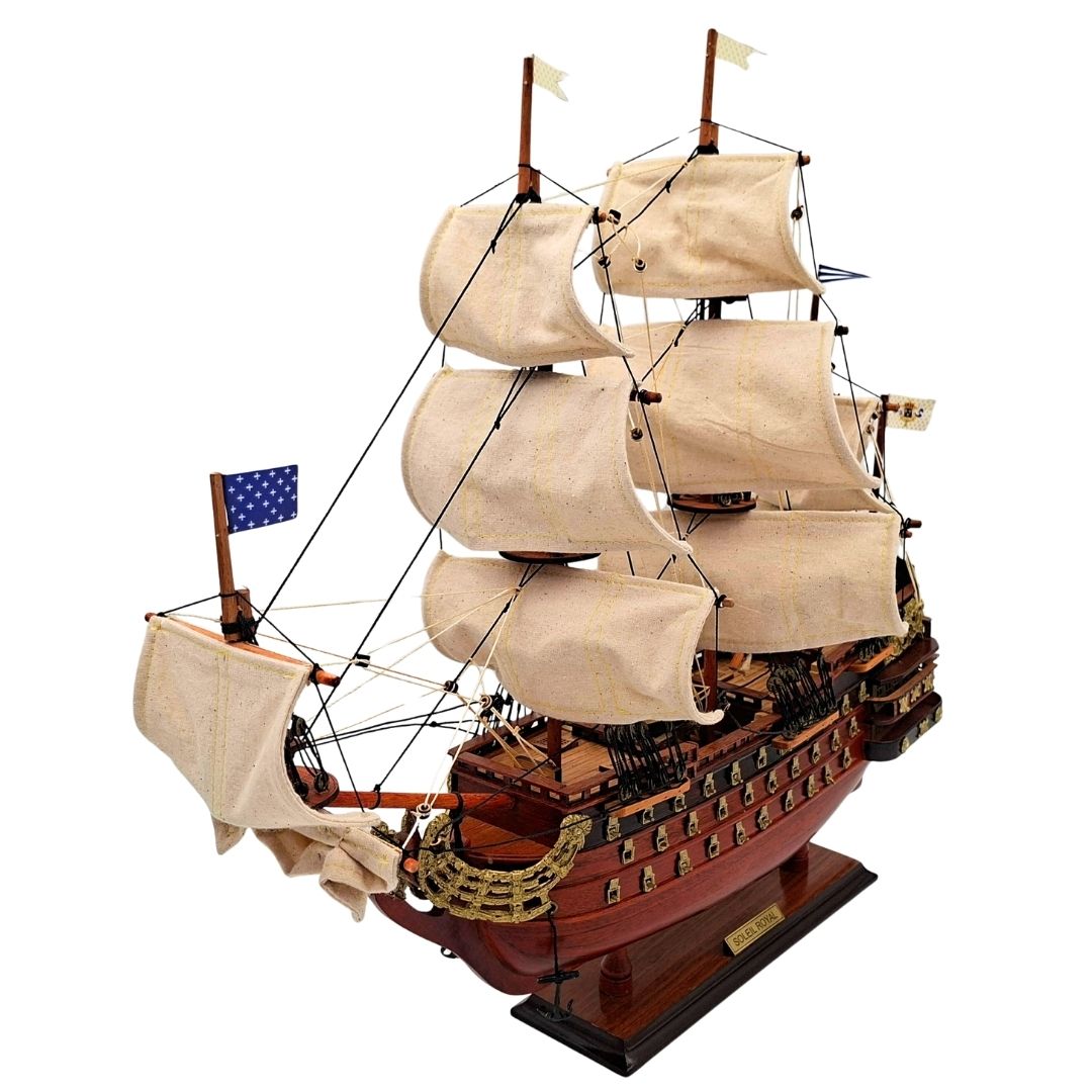 Model van het zeilschip Soleil Royal, gemonteerd, 46 cm - Handgemaakt van exotisch hout met mogelijkheid tot personalisatie door gravure