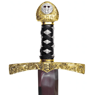 Replica van het zwaard Excalibur van koning Arthur met gravure – 98,5 cm, stalen kling, messing handgreep