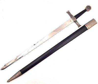 Stalen ridderzwaard 84 cm in schede - replica SW-114 met mogelijkheid tot personalisatie met gravure