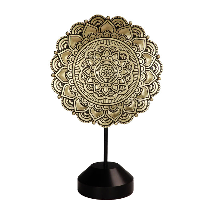 Ovaal Mandala-beeldje 35cm - gouden boeddhistische decoratie met mogelijkheid tot personalisatie van gravure