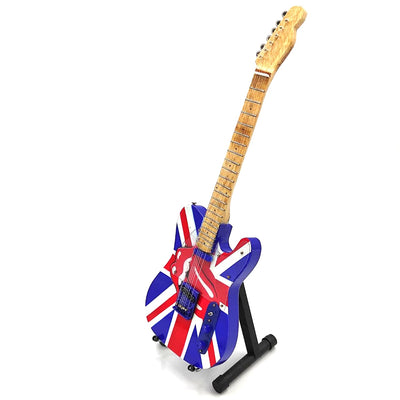 Mini-gitaar voor verzamelaars Rolling Stones UK&Tongue MGT-2301B van mahoniehout, mogelijkheid tot personalisatie met gravure, ideaal cadeau voor elke gelegenheid, hoogte 27,5 cm