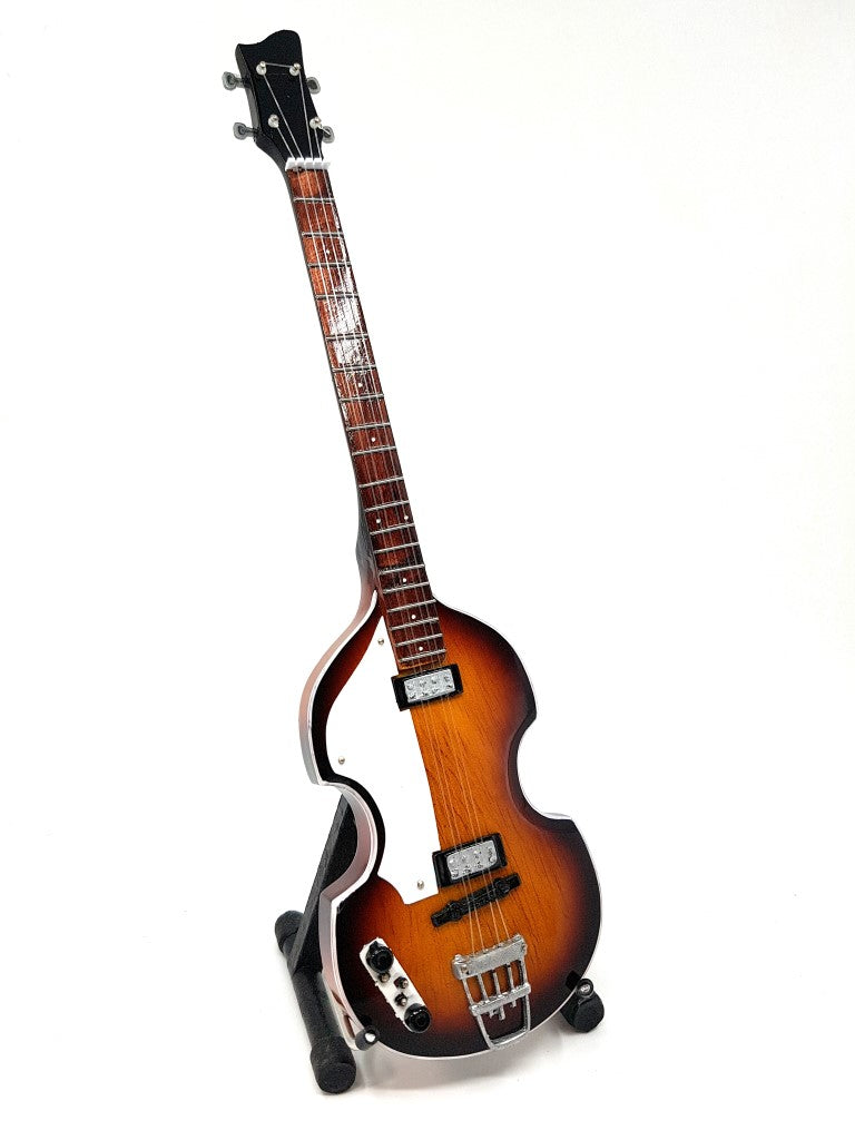 Mini-basgitaar in Paul McCartney-stijl, MGT-2028, mahoniehout, mogelijkheid tot personalisatie met gravure, ideaal als cadeau, hoogte 27,5 cm