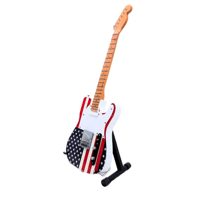 Mini-verzamelgitaar MGT-2639 in de stijl van Bruce Springsteen met mogelijkheid tot personalisatie met gravure, handgemaakt van mahonie, ideaal cadeau voor een muziekliefhebber, hoogte 27,5 cm