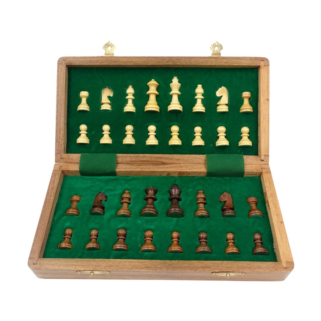 Magnetisch houten schaakspel 30x30cm opvouwbaar G614 met gravure