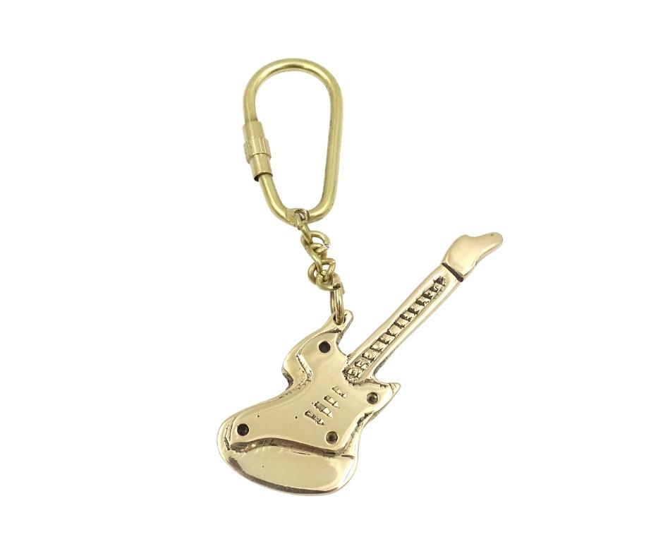 Messing sleutelhanger gitaar in elegante doos – Geschenk voor een gitarist - KRT21A