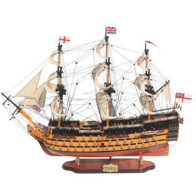 Model van het zeilschip HMS Victory 80cm, gemonteerd, met mogelijkheid tot personalisatie door gravure - Exclusieve decoratie als cadeau, handgemaakt van exotisch hout, hoge kwaliteit en oog voor detail