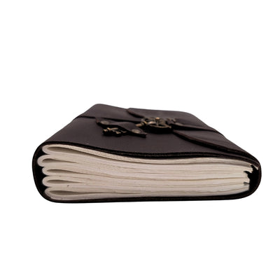 Retro leren notitieboek Kompasroos 200 pagina's met mogelijkheid tot personalisatie door gravure