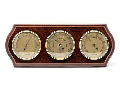 Fischer weerstation - barometer hygrometer thermometer - messing hout - 9176-22