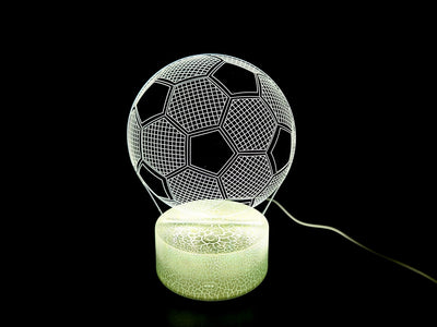 Nachtlampje Voetbal met mogelijkheid tot personalisatie door gravure - Ideaal cadeau voor voetballiefhebbers - 17 cm hoog - 3 kleuren naar keuze - Voeding via USB of 3 AAA-batterijen