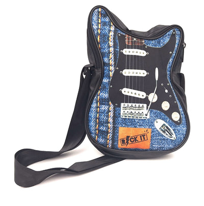 Schoudertas in de vorm van een gitaar Let’s Rock RBG-019 met mogelijkheid tot personalisatie met gravure, waterdicht, ideaal als cadeau voor een muzikant, PVC 100% en polyester, afmetingen 34 x 23 x 5 cm