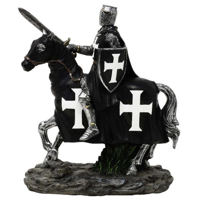 Decoratief beeldje ridder te paard 22 cm met mogelijkheid tot personalisatie met gravure - elegante decoratie van polyresin als cadeau voor liefhebbers van geschiedenis en de middeleeuwen