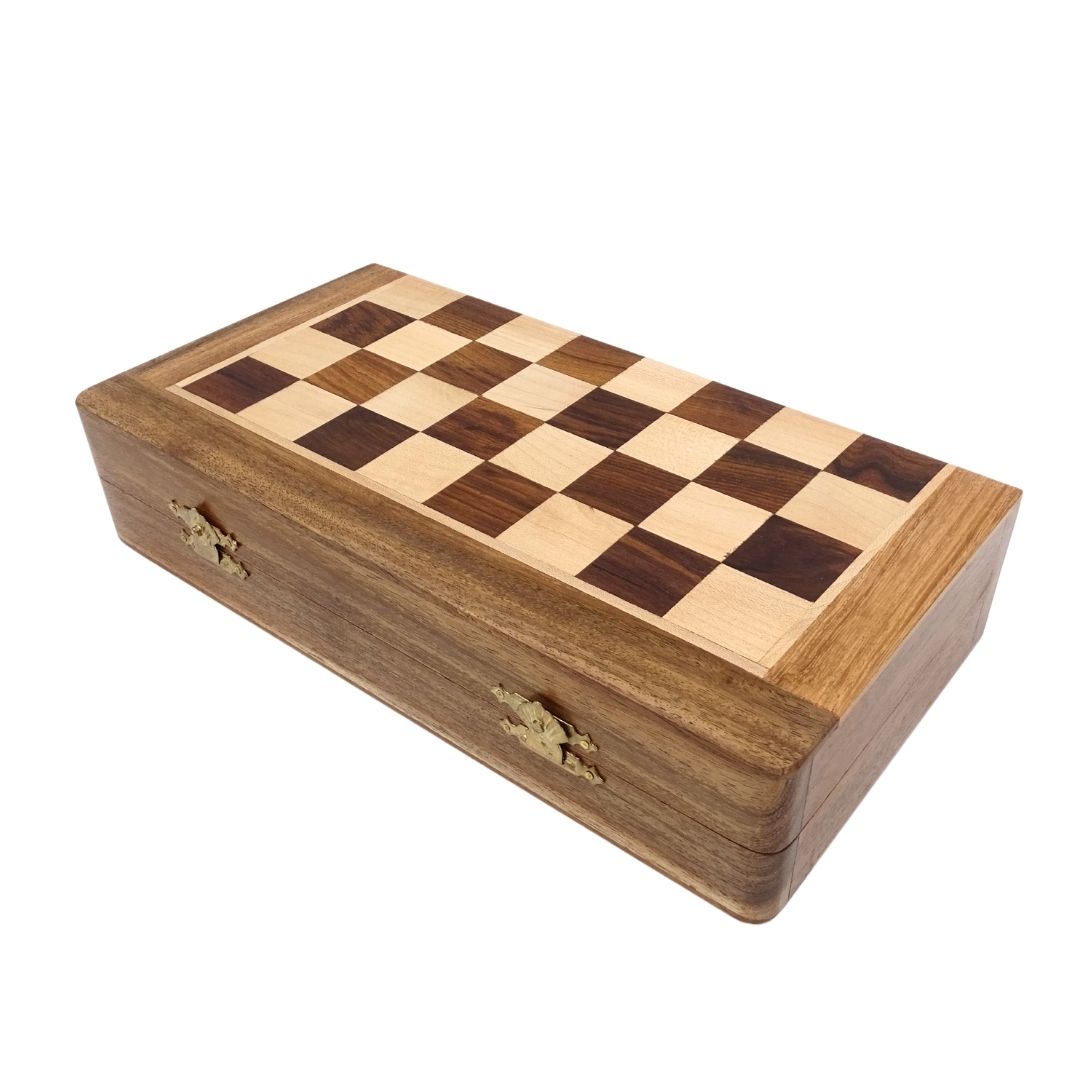 Magnetisch houten schaakspel 30x30cm opvouwbaar G614 met gravure