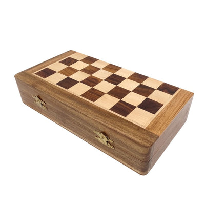Magnetisch houten schaakspel 30x30cm opvouwbaar G614 met gravure