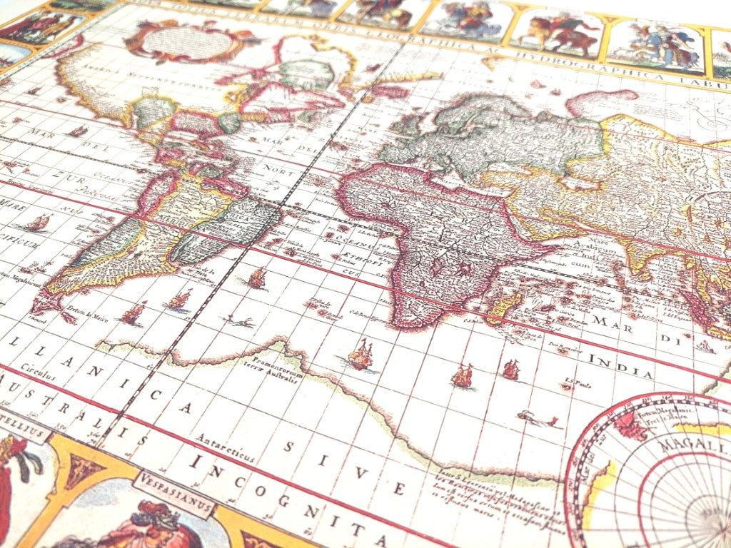 Wereldkaart Piscator 1652 met mogelijkheid tot personalisatie met gravure