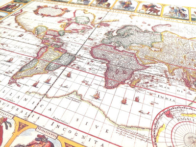 Wereldkaart Piscator 1652 met mogelijkheid tot personalisatie met gravure