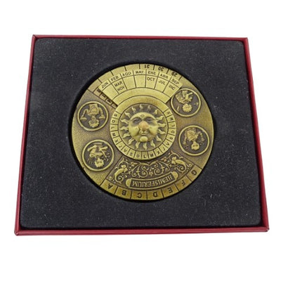 Renaissance eeuwigdurende kalender met gravure - gepersonaliseerd cadeau voor de jaren 1600-2799, elegante kantoordecoratie, diameter 9 cm, renaissancestijl