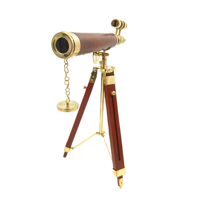 Messing telescoop op driepoot 57 cm met mogelijkheid tot personalisatie met gravure