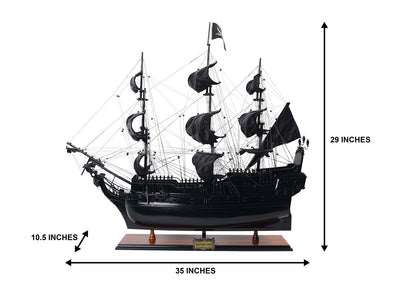 Model van het piratenschip Black Pearl BP80R met personaliseerbare gravure, lengte 89 cm, exclusief cadeau voor elke gelegenheid, kunstambacht, houten standaard