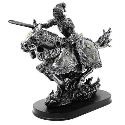 Beeldje ridder te paard 31cm – handbeschilderd polyresin met mogelijkheid tot personalisatie met gravure