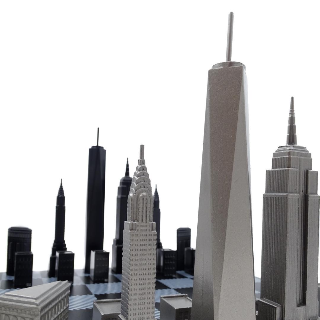 New York Skyline schaakset met gravure van roestvrij staal