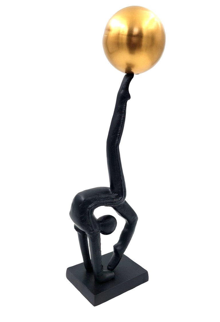 Decoratief beeldje van een yogi in zwart en goud, hoogte 41 cm, mogelijkheid tot personalisatie met gravure, ideaal als cadeau