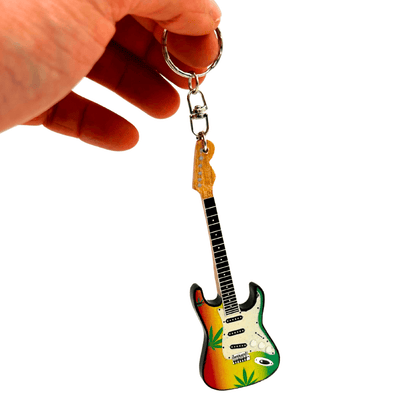 Mahoniehouten sleutelhanger Bob Marley Reggae-gitaar met mogelijkheid tot personalisatie met gravure