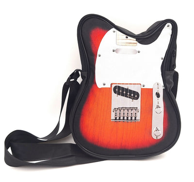 Schoudertas in de vorm van een elektrische gitaar RBG-023 met mogelijkheid tot personalisatie met gravure, waterdicht, ideaal als cadeau voor muziekliefhebbers, PVC 100% en polyester, afmetingen 34 x 23 x 5 cm