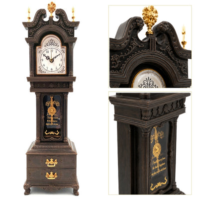 Retro staande klok met muziekdoos en gepersonaliseerde gravure, elegant doosje voor kleinigheden, hoogte 37,5 cm, ideaal cadeau in vintagestijl