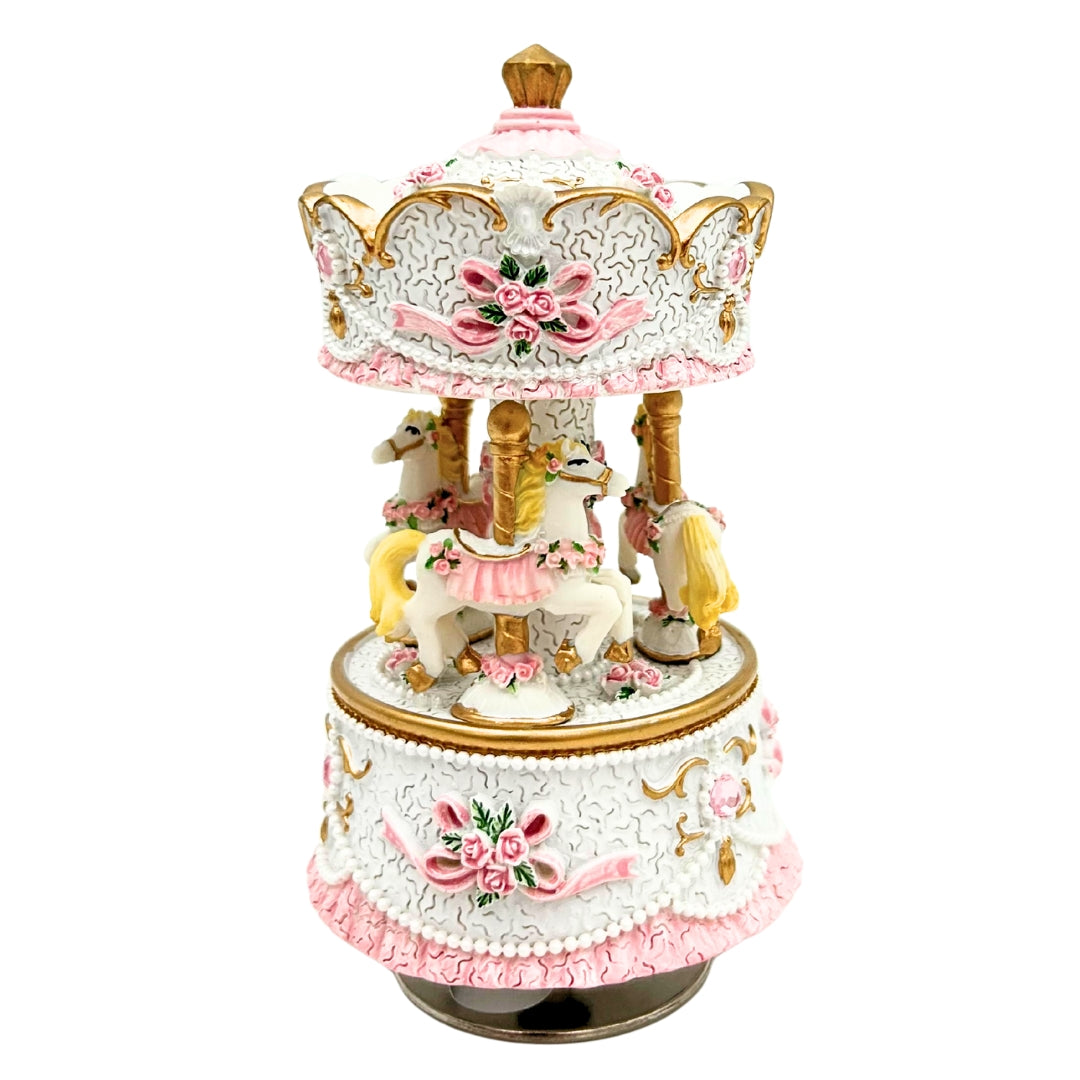 Pastelkleurige carrousel-muziekdoos MP-333 met gravure