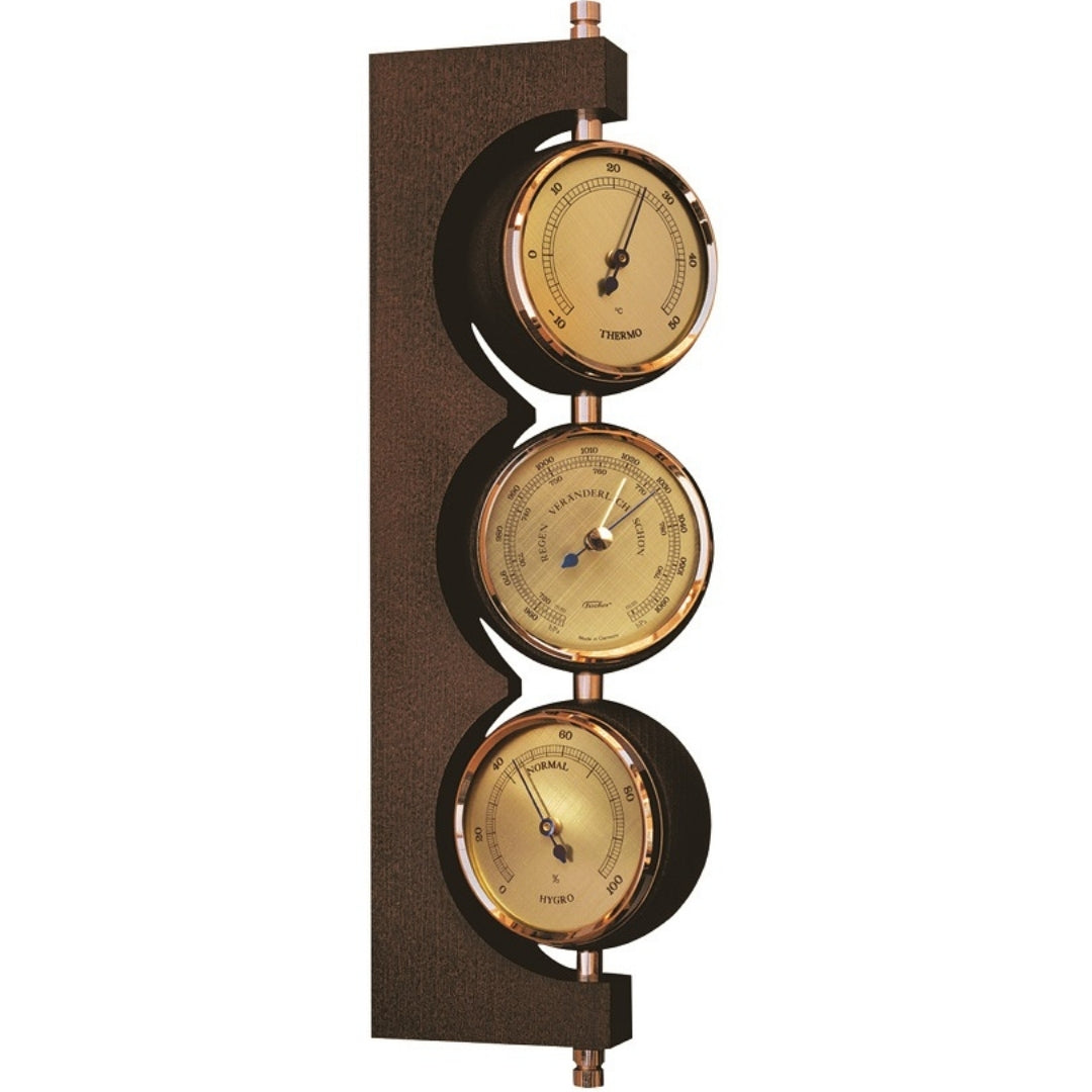 Exclusief weerstation Fischer - Barometer hygrometer thermometer - Messing mahonie – 7894-22