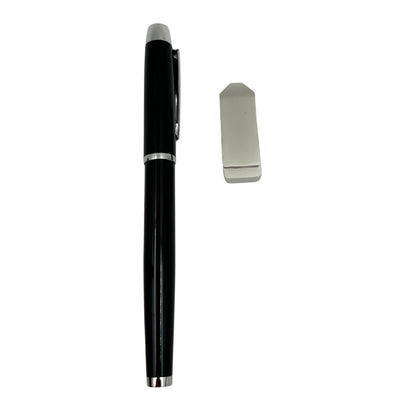 Elegante premium cadeauset met personalisatie – leren A5-notitieboek, pen en USB-stick 16GB in zwart-gouden doos