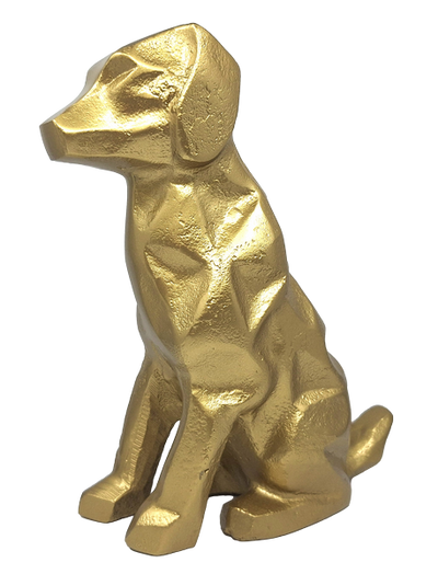 Gouden decoratief beeldje Hond DOG2 met mogelijkheid tot personalisatie met gravure