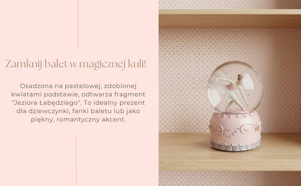 Dansende ballerina in glazen bol 12cm met mogelijkheid tot personalisatie van de gravure - elegante pastelkleurige decoratie als cadeau voor balletliefhebbers, gemaakt van polyresin en glas