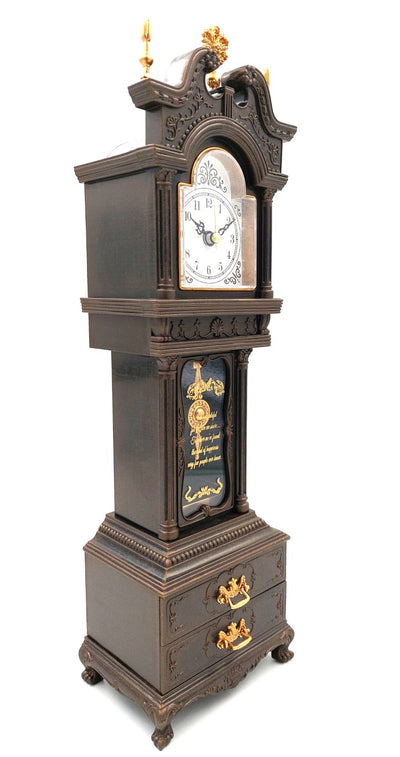 Retro staande klok met muziekdoos en gepersonaliseerde gravure, elegant doosje voor kleinigheden, hoogte 37,5 cm, ideaal cadeau in vintagestijl