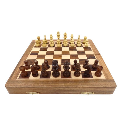 Magnetisch houten schaakspel 30x30cm opvouwbaar G614 met gravure